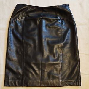 Talbots Black Leather Pencil Skirt